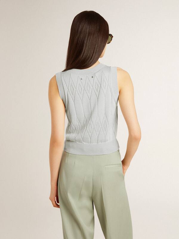 Golden Goose - Women's sleeveless tank top in baby blue knit in 
