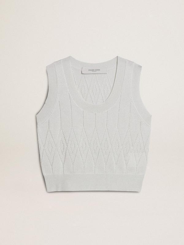 Golden Goose - Women's sleeveless tank top in baby blue knit in 