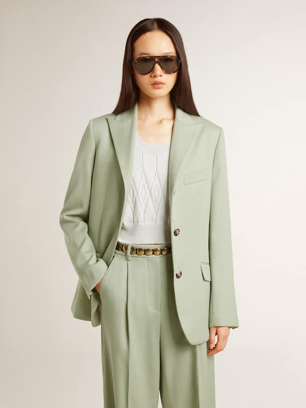 Golden Goose - Women's blazer jacket in sage-green wool  in 