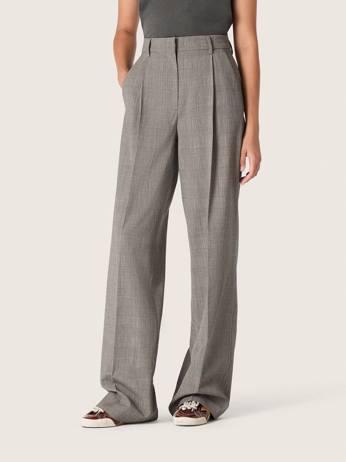 Golden Goose - Oversize-Damenhose mit grauem Prince-of-Wales-Dessin in 