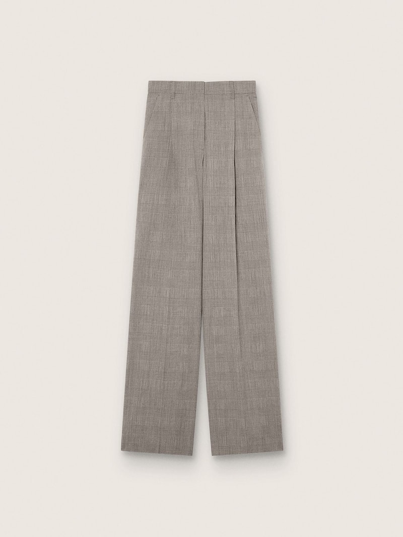 Pantalón oversize de mujer con motivo príncipe de Gales gris