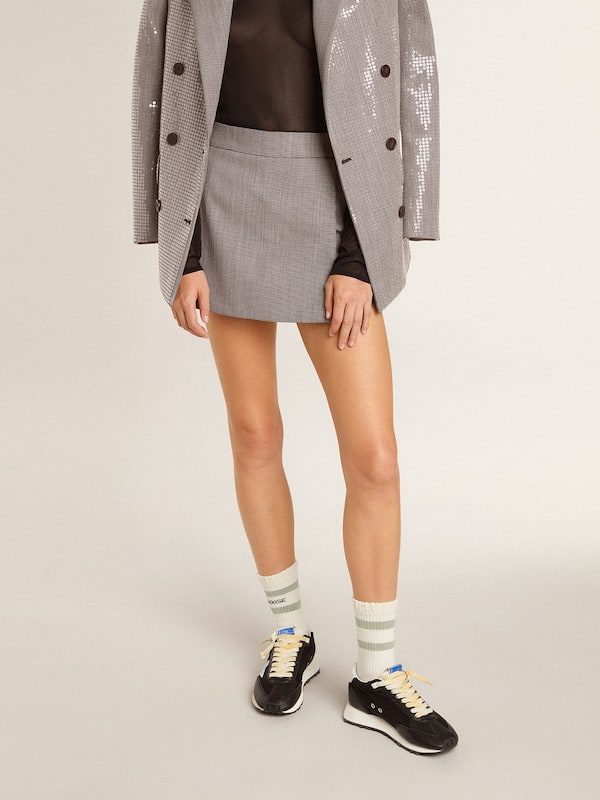 Golden Goose - Women's gray mini shorts in houndstooth wool in 
