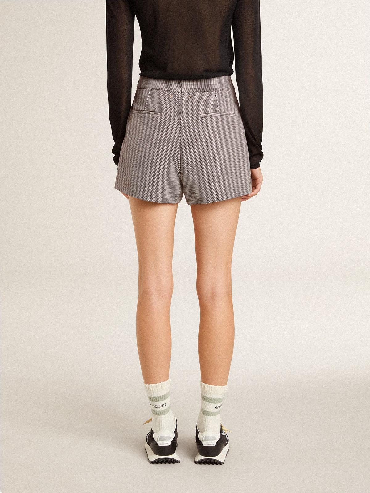 Golden Goose - Women's gray mini shorts in houndstooth wool in 