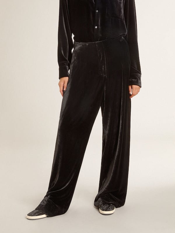 Golden Goose - Black velvet-effect pants in 