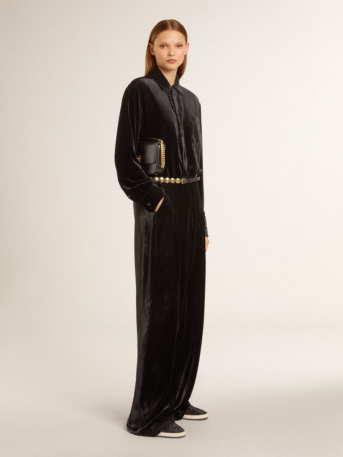 Golden Goose - Black velvet-effect pants in 