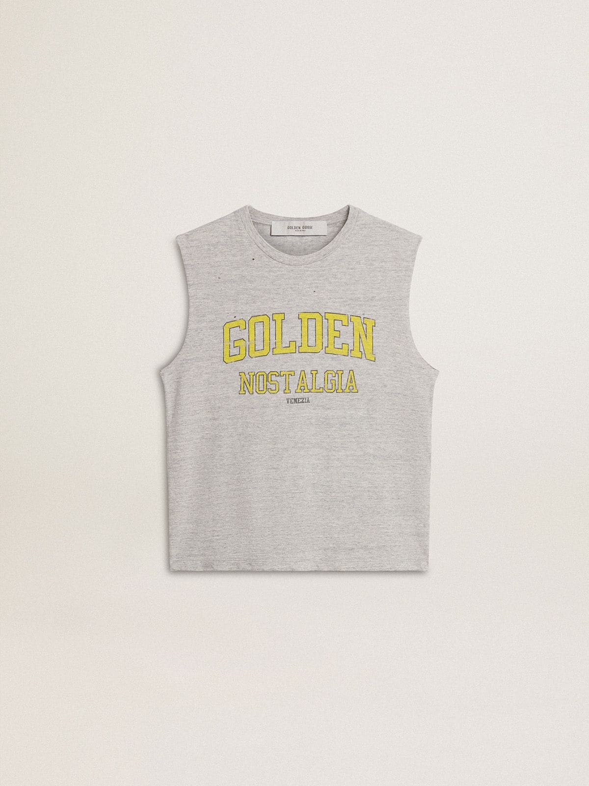 Golden Goose - Women’s sleeveless gray T-shirt with yellow print  in 