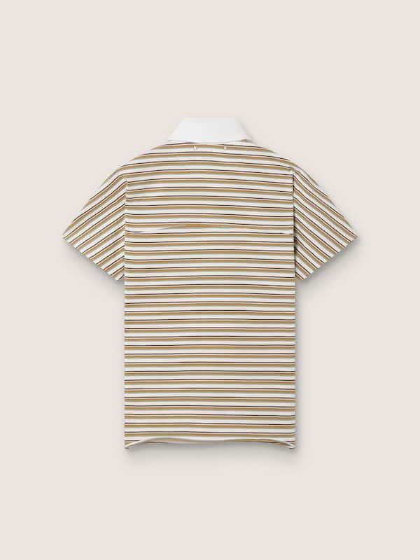 Damen-Polohemd aus gestreiftem Jersey mit Kontrastkragen