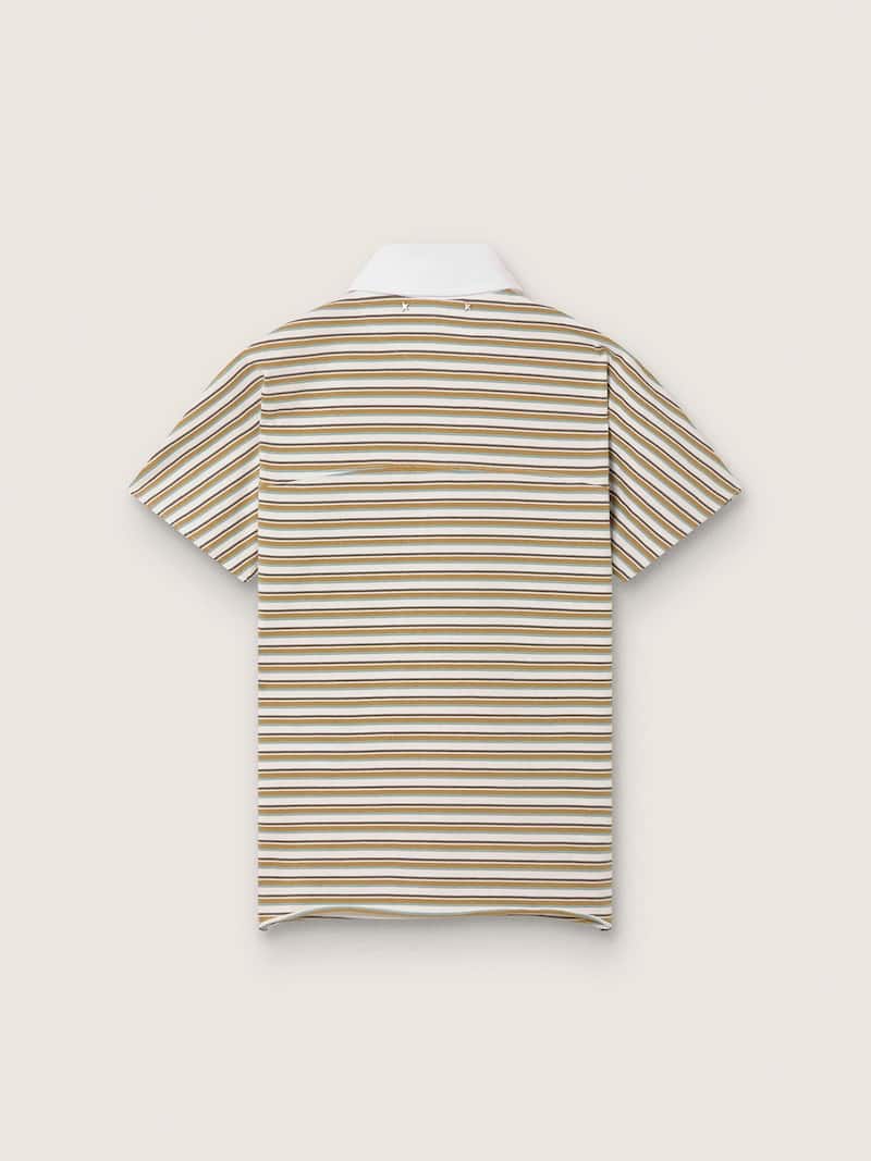 Golden Goose - Damen-Polohemd aus gestreiftem Jersey mit Kontrastkragen in 