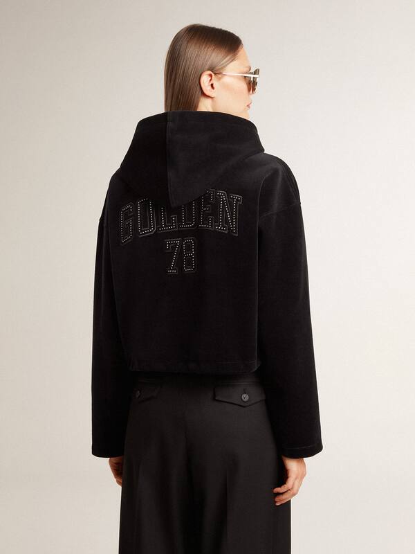 Golden Goose - Women’s black chenille sweatshirt with embroidery on the back in 
