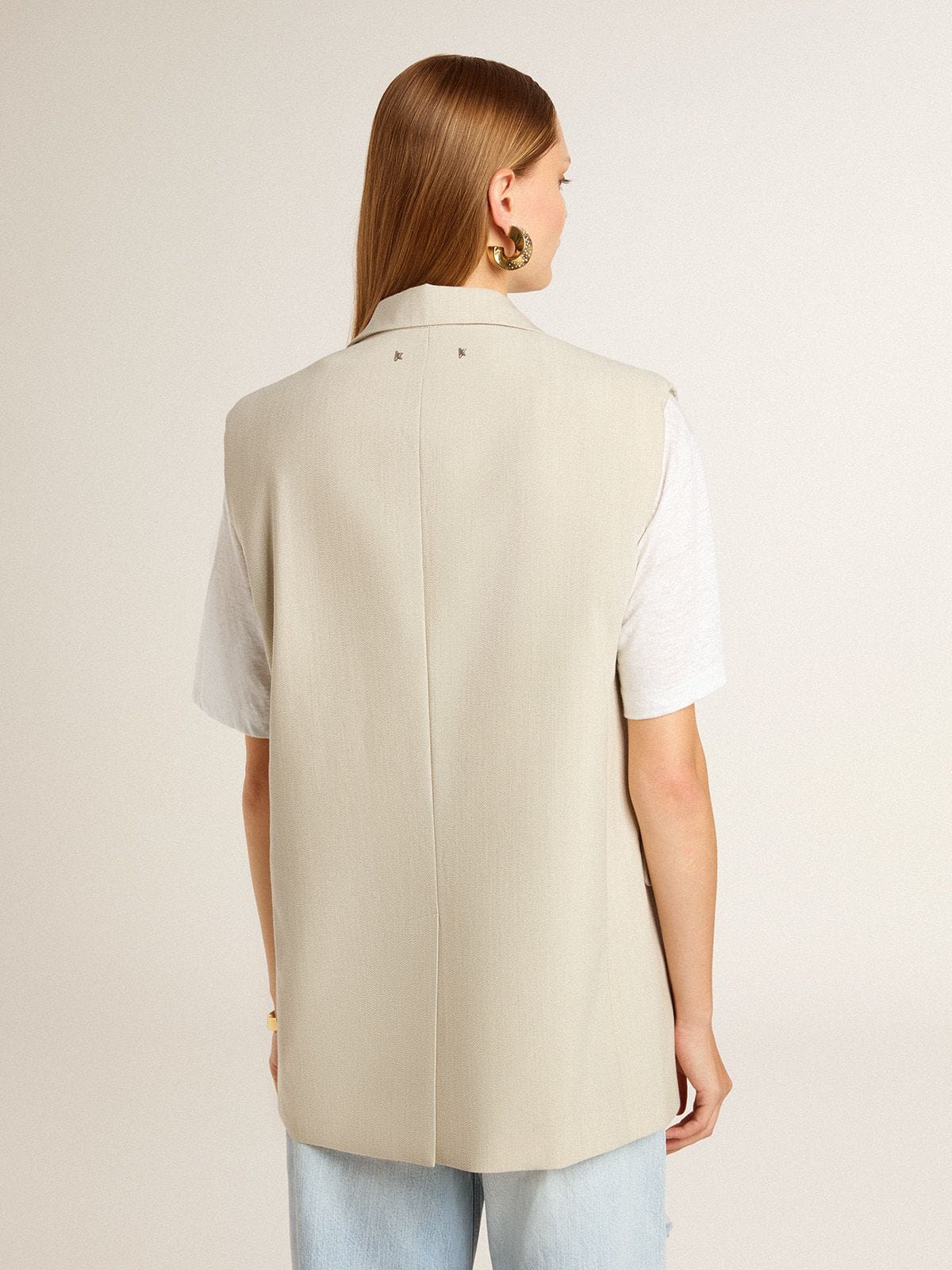 Golden Goose - Chaqueta tipo chaleco de mujer en mezcla de lana de color caqui  in 