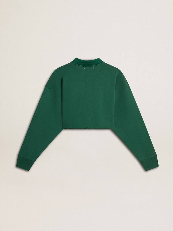 Golden Goose - Women's green cropped polo sweatshirt with print in 