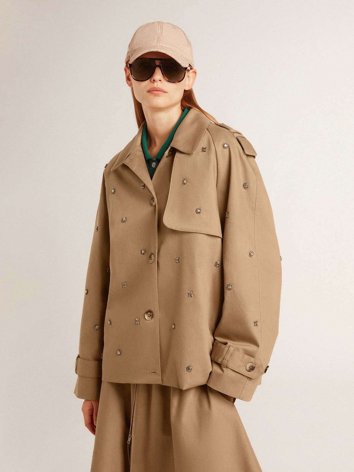 Trench oversize pour femme avec cristaux 