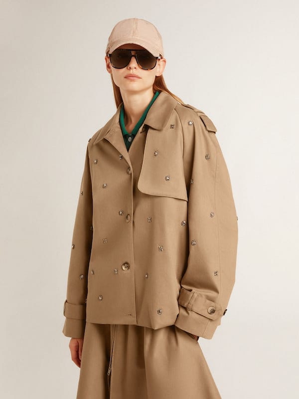 Golden Goose - Women's oversized trench coat with crystals  in 