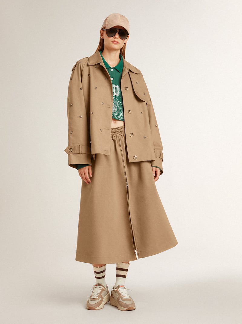 Golden Goose - Trench over da donna con cristalli in 