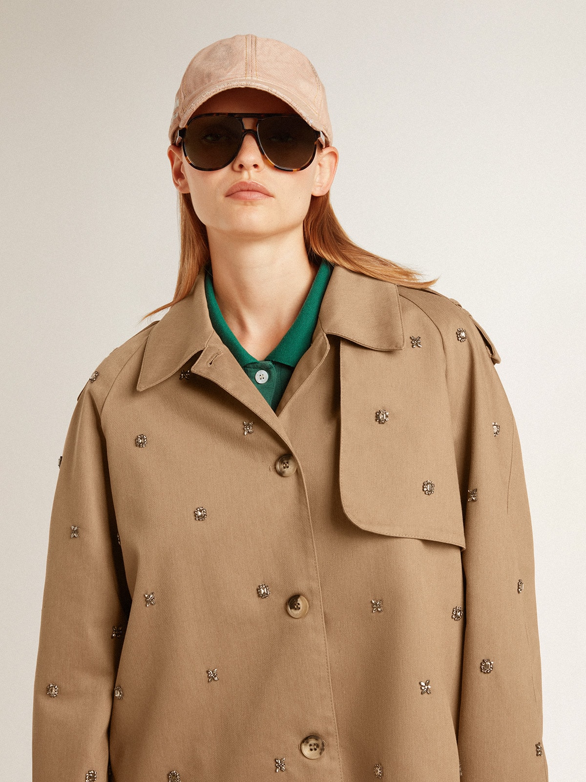 Women's oversized trench coat with crystals | Golden Goose Women's oversized trench coat with crystals | Golden Goose