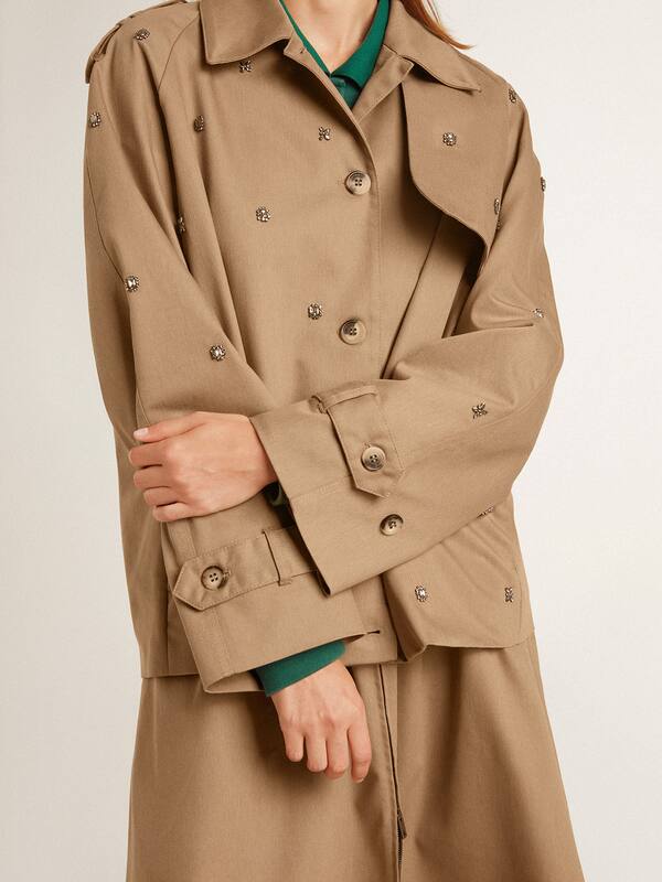 Golden Goose - Women's oversized trench coat with crystals  in 