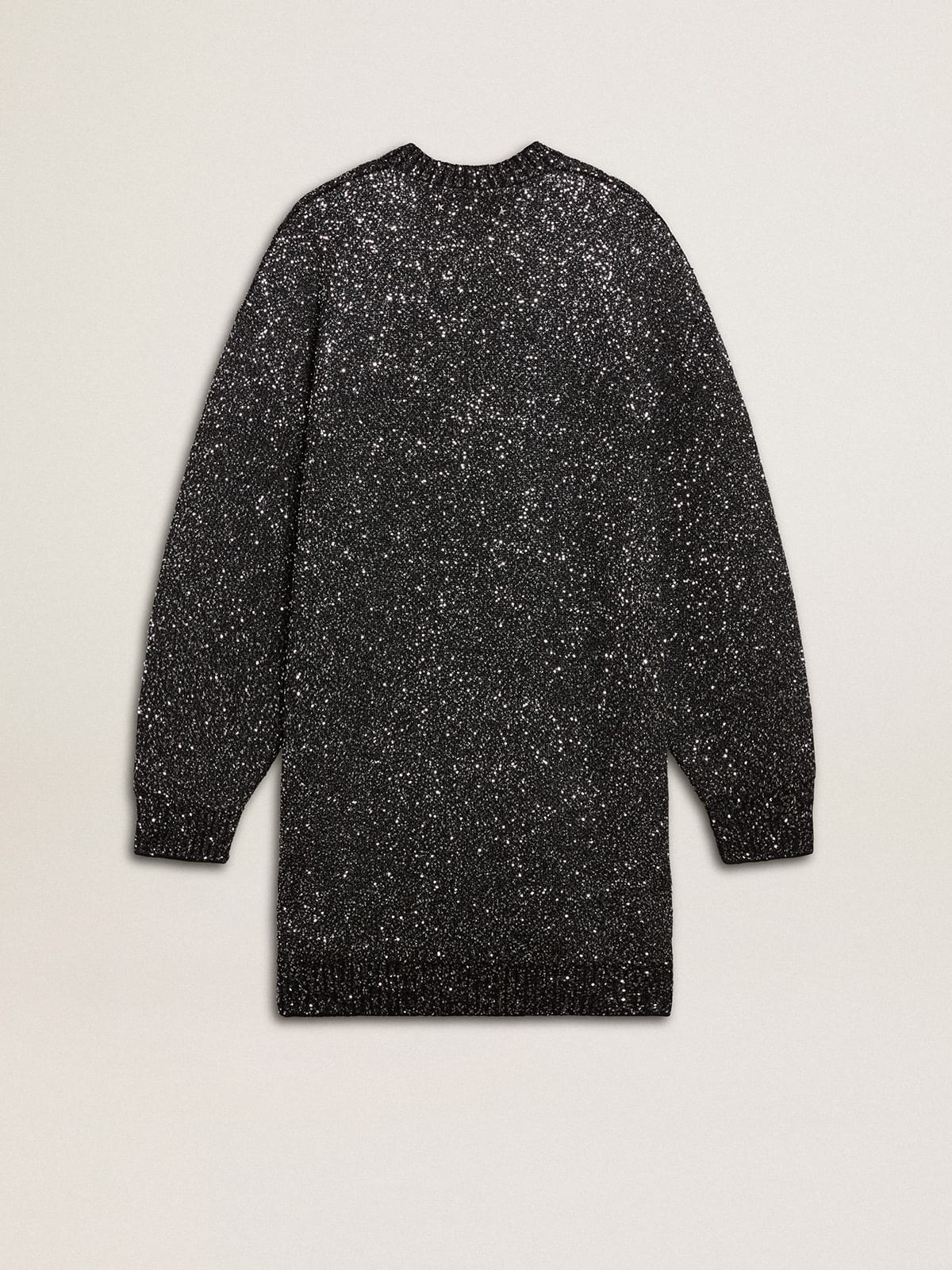 Golden Goose - Women's black crew neck dress with all-over silver sequins in 