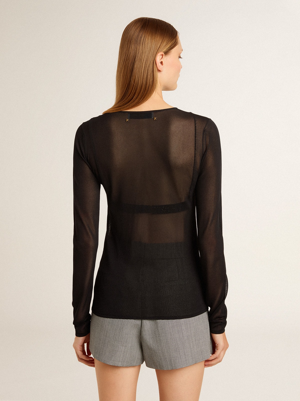 Golden Goose - T-shirt girocollo da donna di colore nero in 
