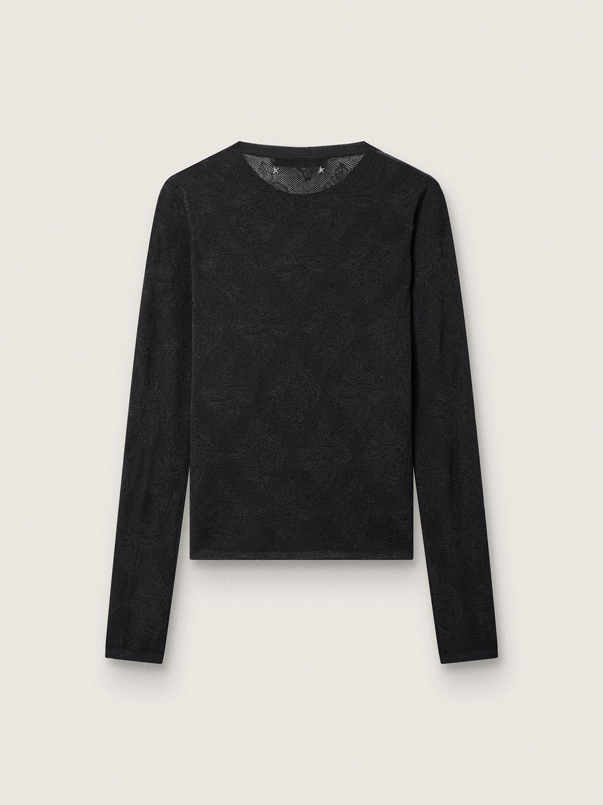 Golden Goose - Women's crew-neck sweater with black floral jacquard pattern in 