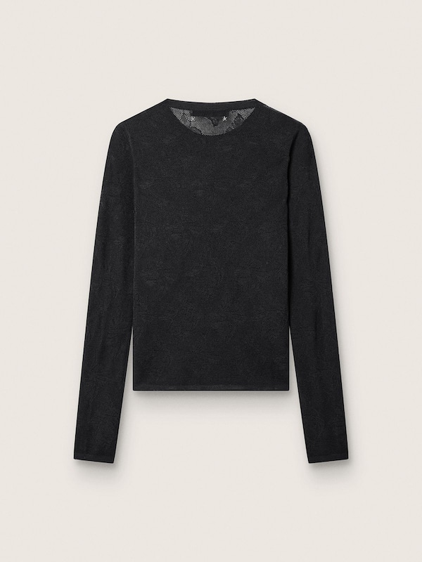 Golden Goose - Women's crew-neck sweater with black floral jacquard pattern in 