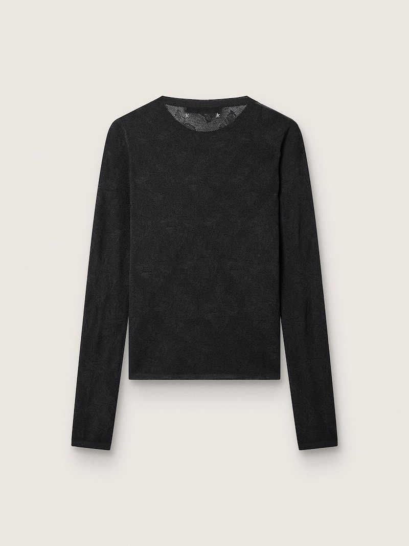Golden Goose - Damenrundhalspullover mit Jacquard-Blumendessin in Schwarz in 