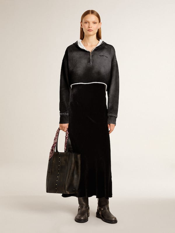 Golden Goose - Gray cropped sweatshirt with a lived-in effect in 