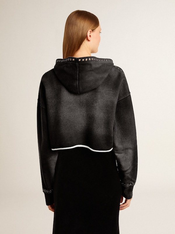 Golden Goose - Gray cropped sweatshirt with a lived-in effect in 