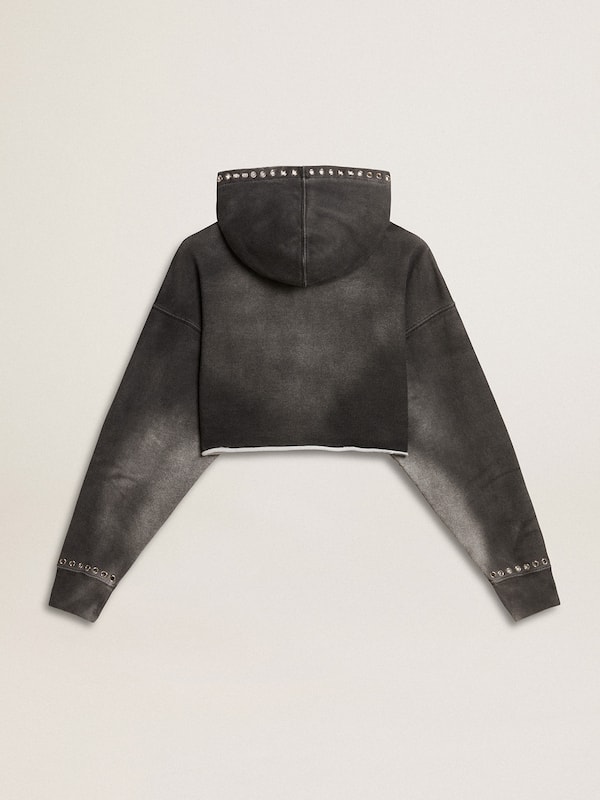 Golden Goose - Gray cropped sweatshirt with a lived-in effect in 