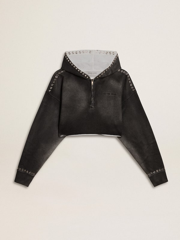 Golden Goose - Gray cropped sweatshirt with a lived-in effect in 
