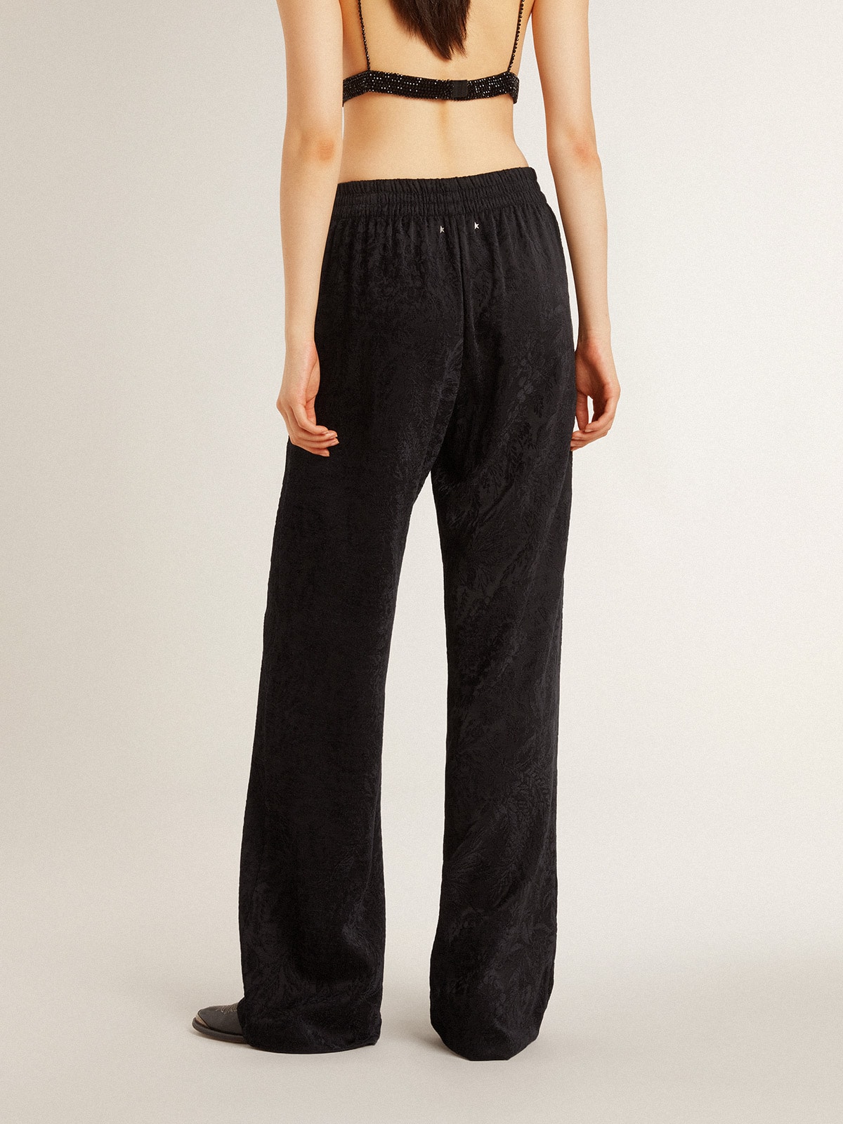 Golden Goose - Women's black joggers with a tone-on-tone toile de jouy print  in 