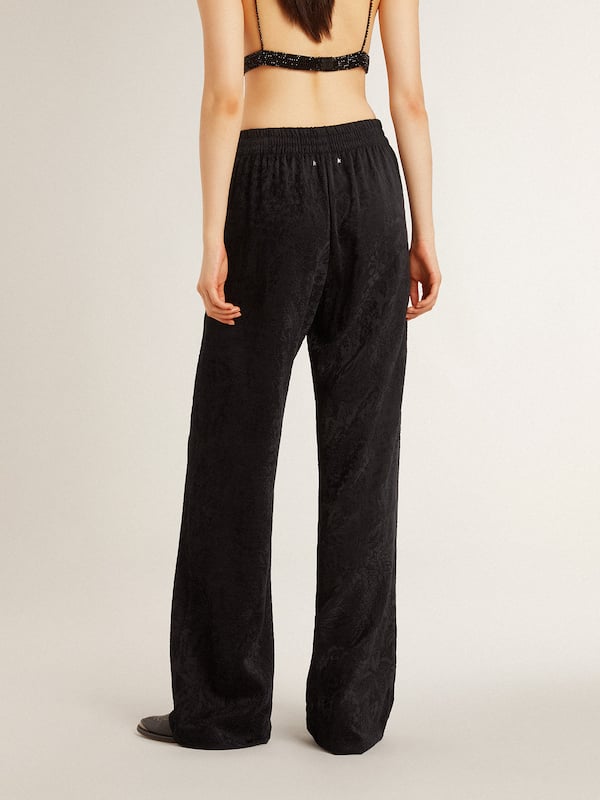 Golden Goose - Women's black joggers with a tone-on-tone toile de jouy print  in 