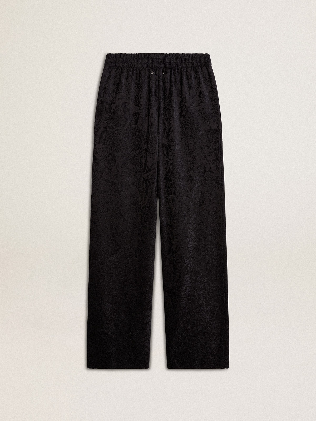 Golden Goose - Women's black joggers with a tone-on-tone toile de jouy print  in 