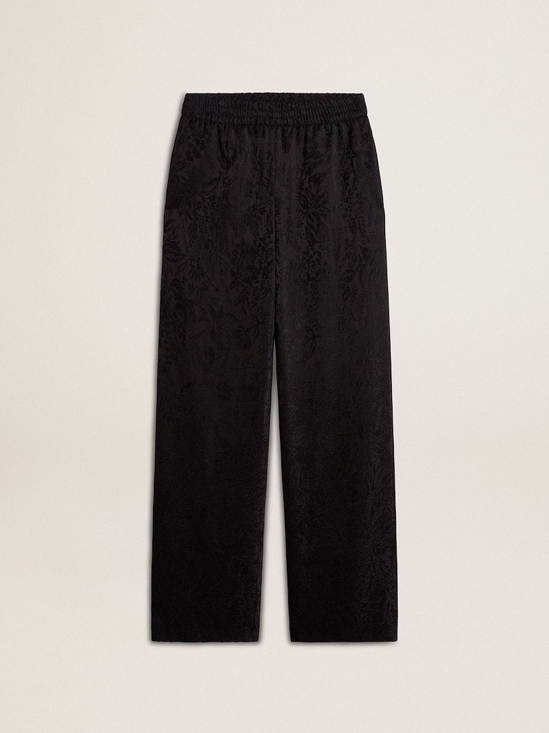 Women's black joggers with a tone-on-tone toile de jouy print 