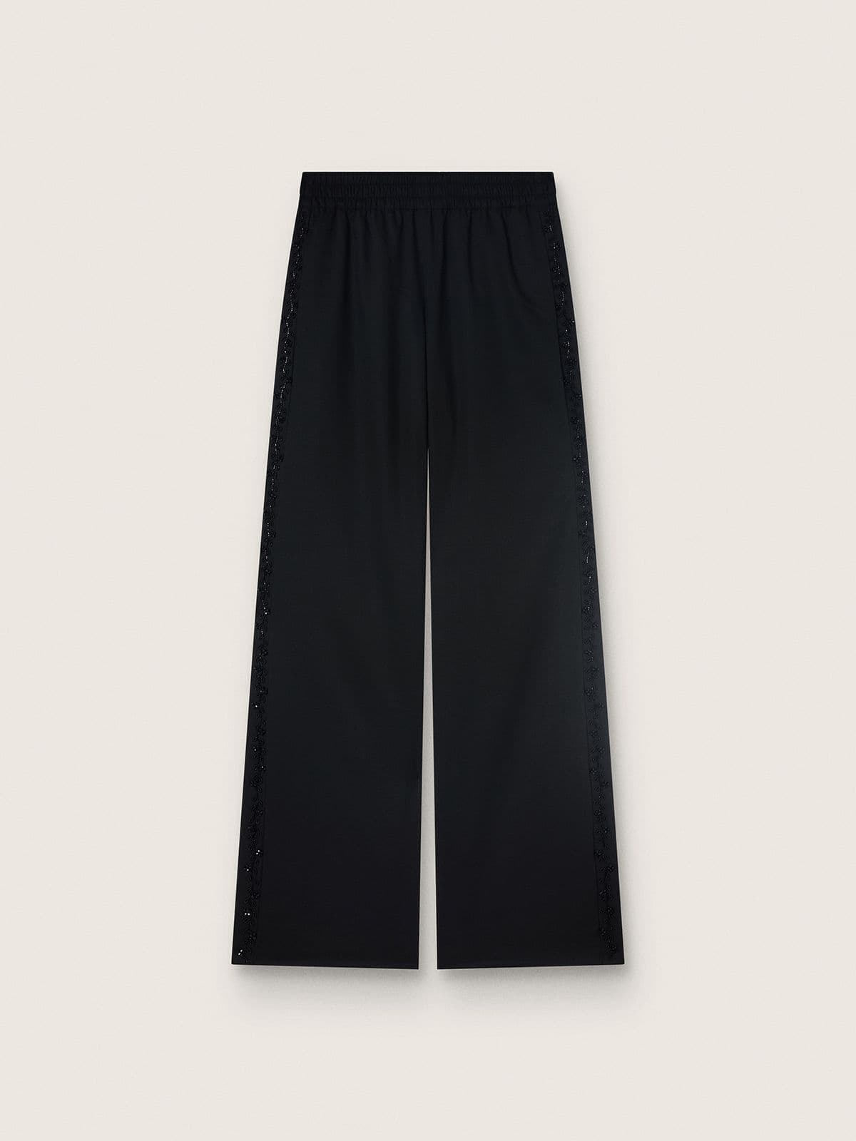 Golden Goose - Pantalón jogger de mujer negro en sarga de lana con bordados con lentejuelas in 