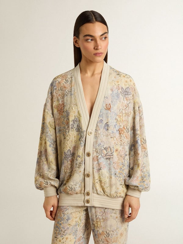Golden Goose - Women’s cardigan with floral print and embroidery in 
