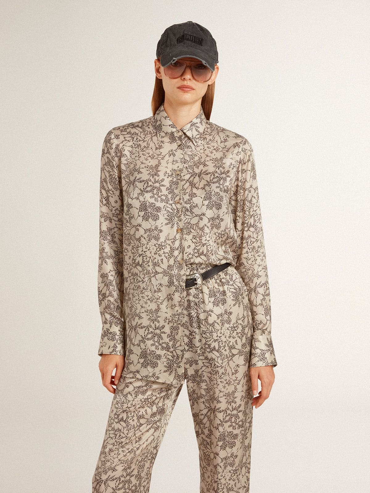Golden Goose - Women's silk blend pajama shirt with a floral print  in 