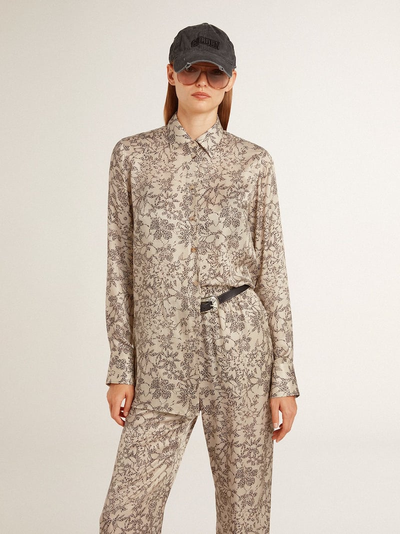 Golden Goose - Camisa pijamera de mujer en mezcla de seda con estampado floral in 
