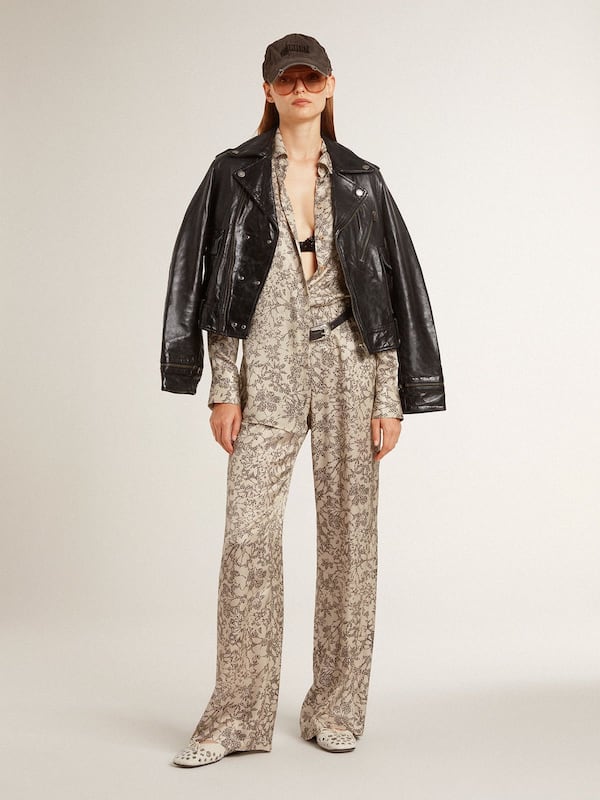 Golden Goose - Women's silk blend pajama shirt with a floral print  in 