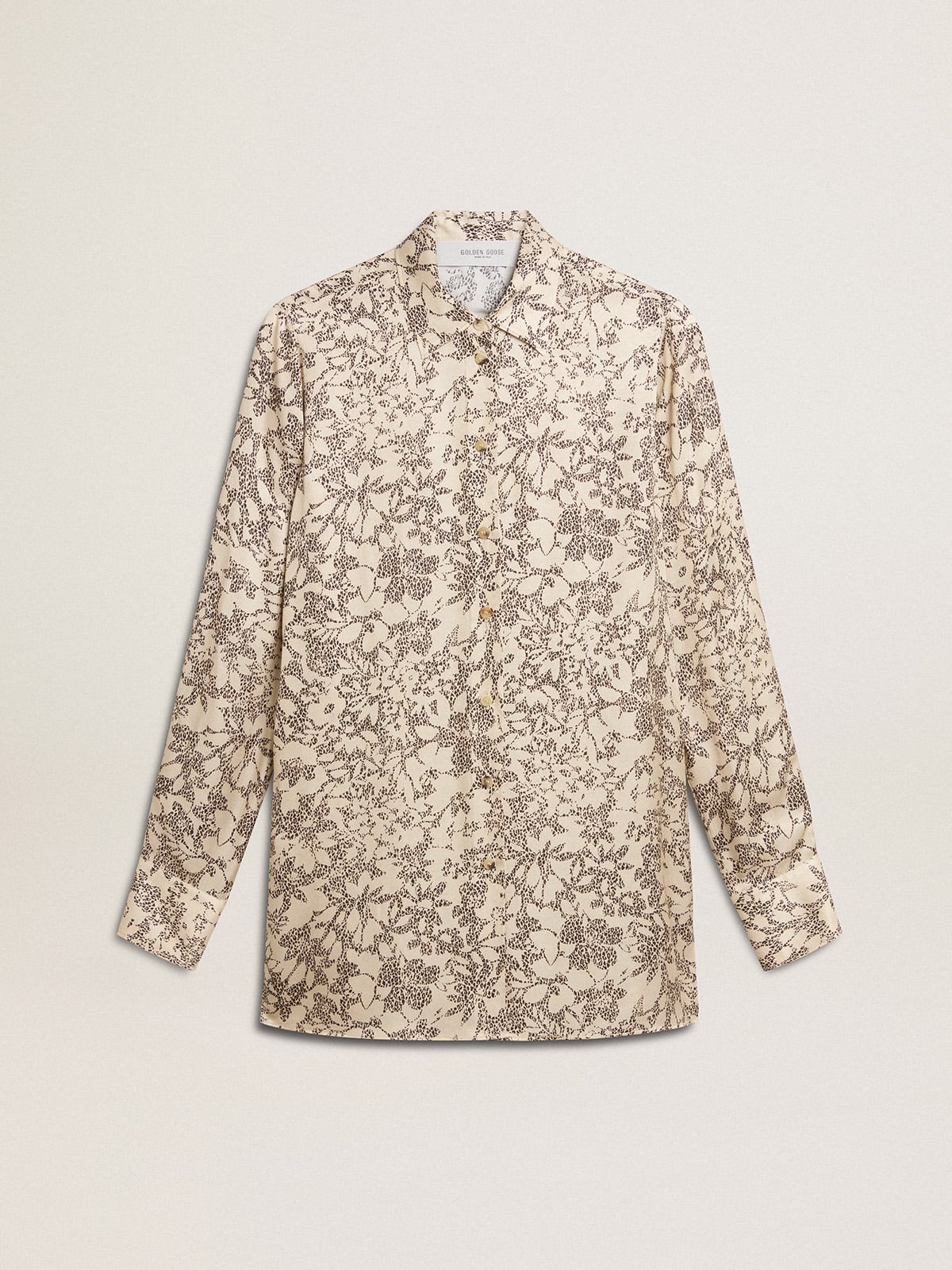 Golden Goose - Women's silk blend pajama shirt with a floral print  in 