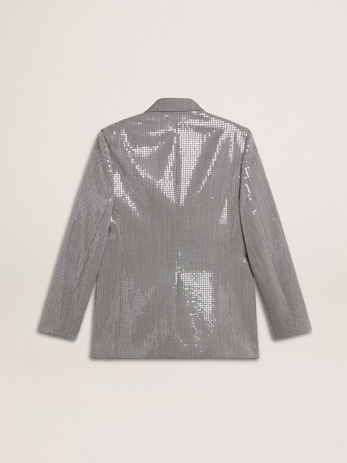 Golden Goose - Double-breasted wool boyfriend jacket in micro houndstooth and sequins in 