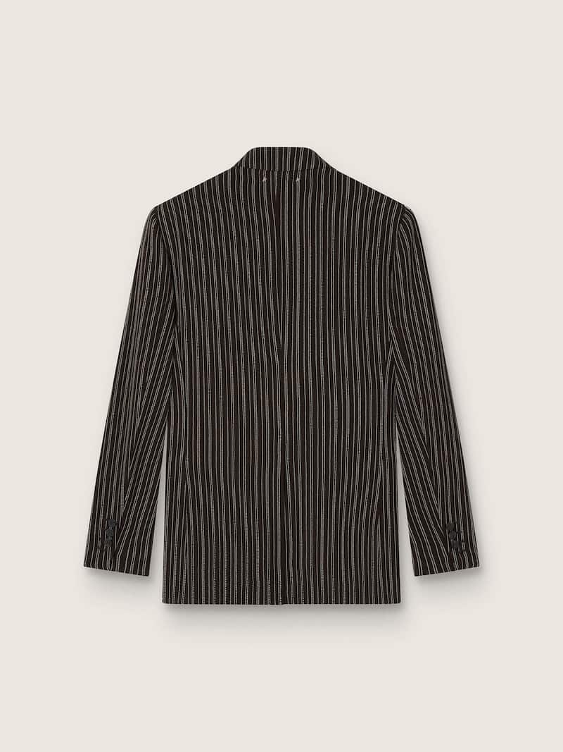 Golden Goose - Blazer de cierre cruzado de mujer de lana con rayas diplom&aacute;ticas marr&oacute;n in 