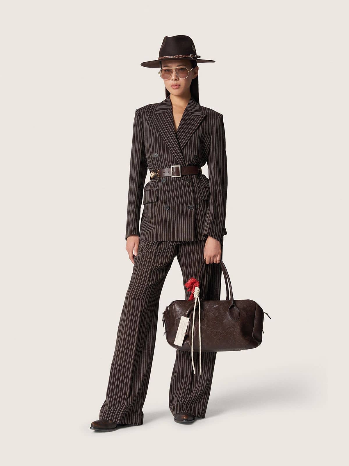 Golden Goose - Zweireihiger Damenblazer aus Wolle mit Nadelstreifen in Braun in 
