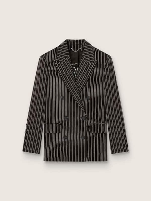 Golden Goose - Women's double-breasted blazer in brown pinstripe wool in 
