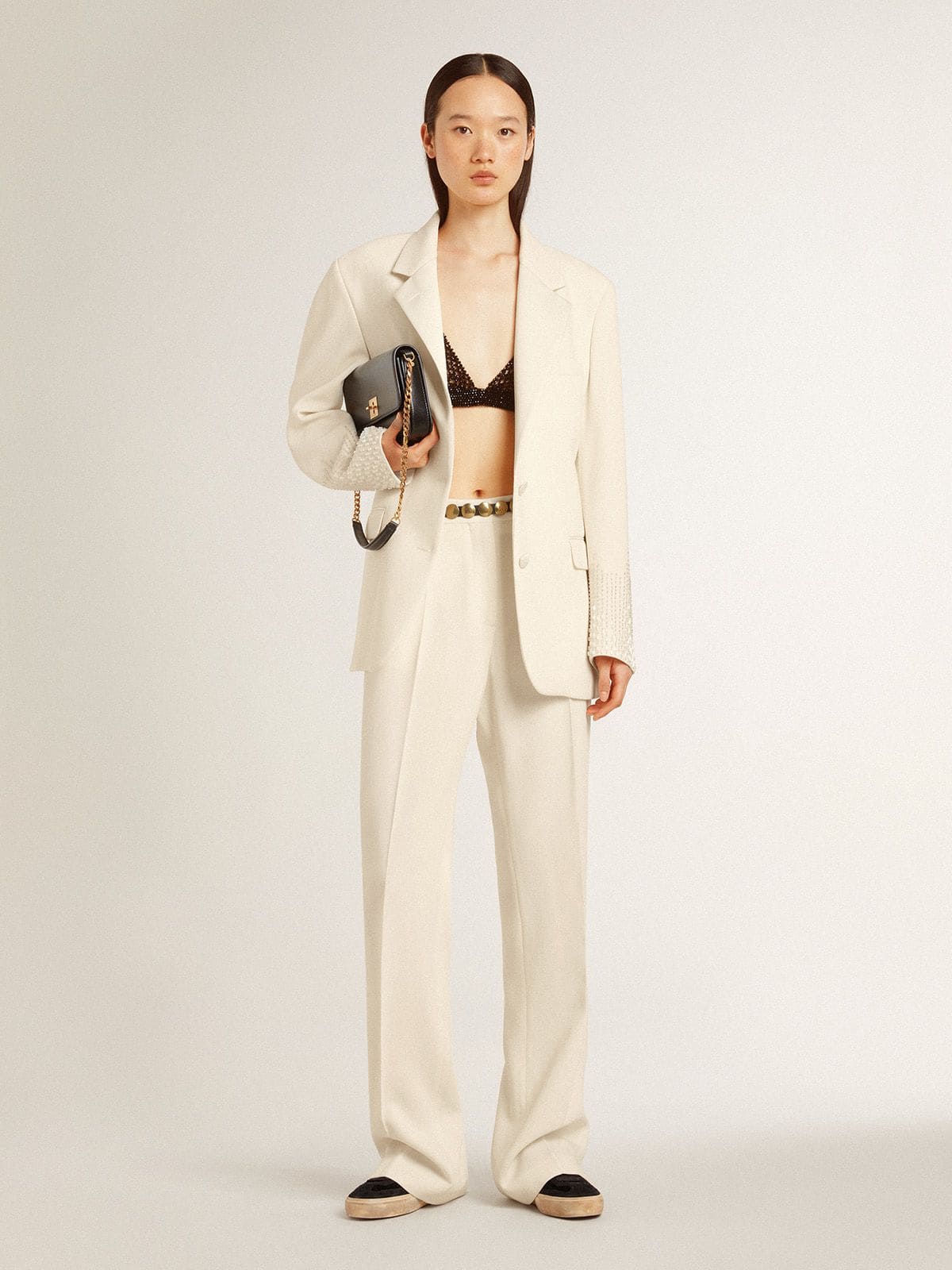パンツ GOLDEN  Woman Pants Ivory GWP01799P00152611791 Issy Loden Stripe Ski Pant