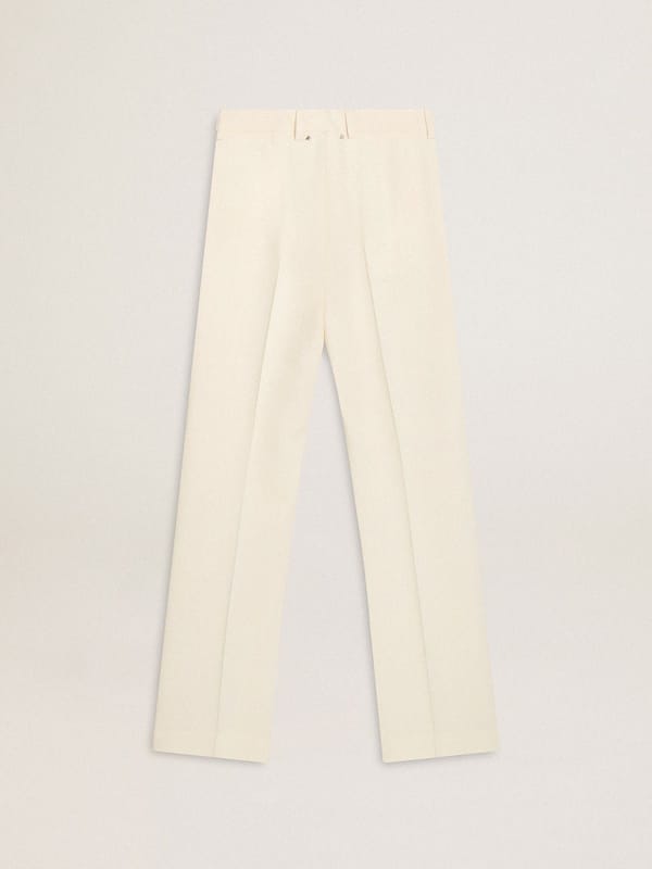 Golden Goose - Women's loose pants in worn-white tailored fabric in 