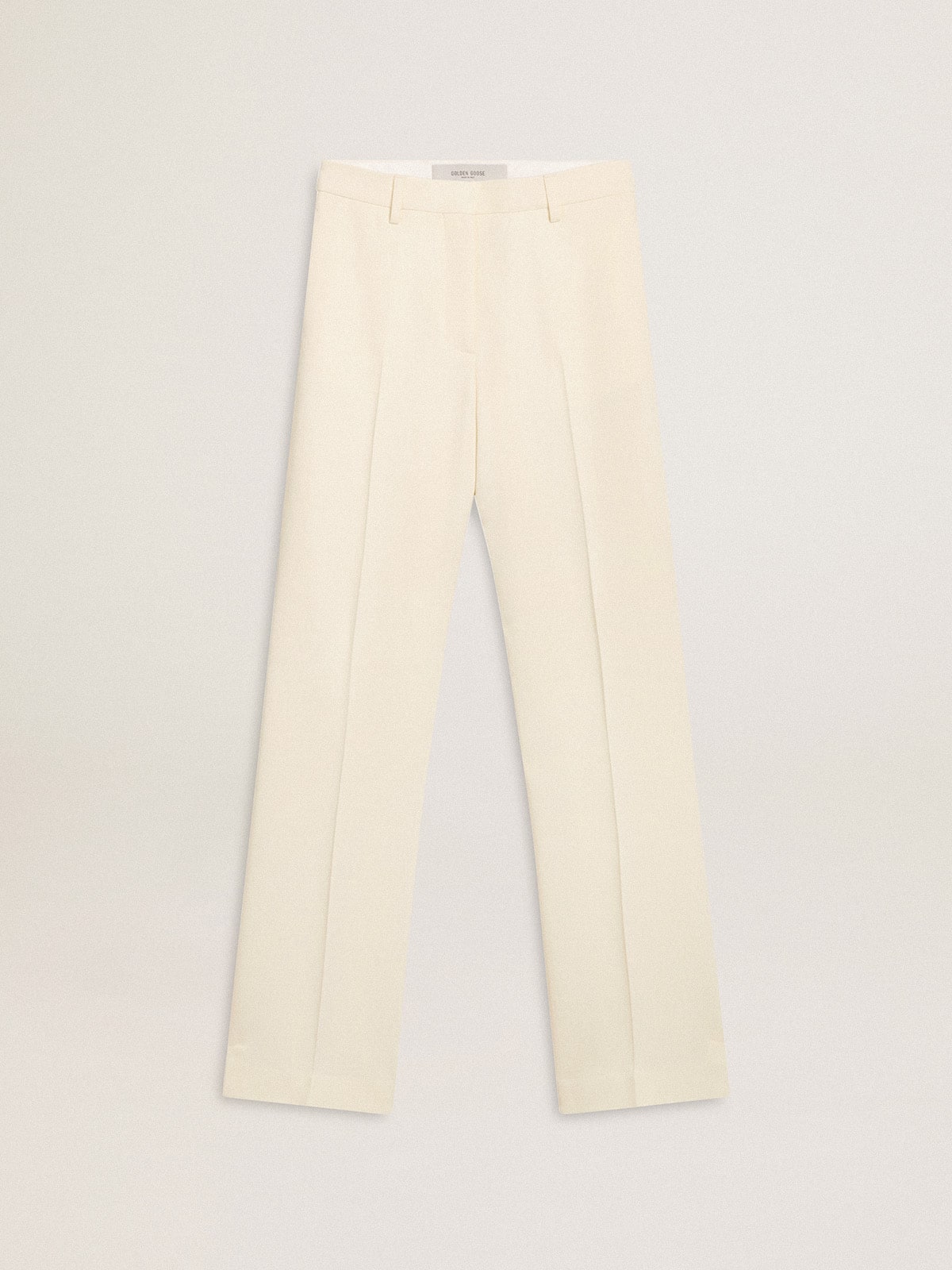 Golden Goose - Women's loose pants in worn-white tailored fabric in 