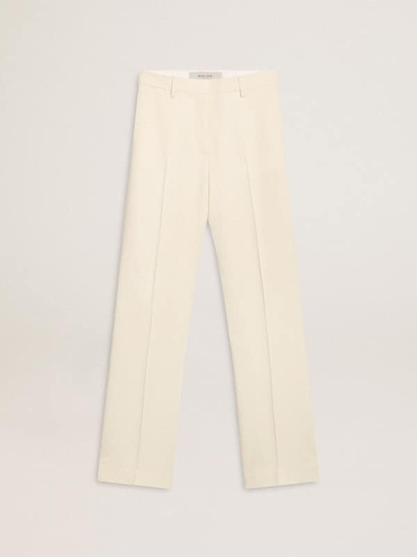 Golden Goose - Women's loose pants in worn-white tailored fabric in 
