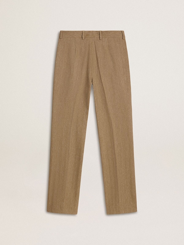 Golden Goose - Women's trousers in a sand-colored herringbone linen blend in 