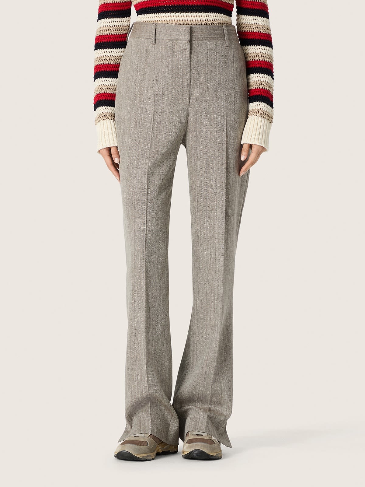 Golden Goose - Women's pants in gray pinstripe wool blend in 