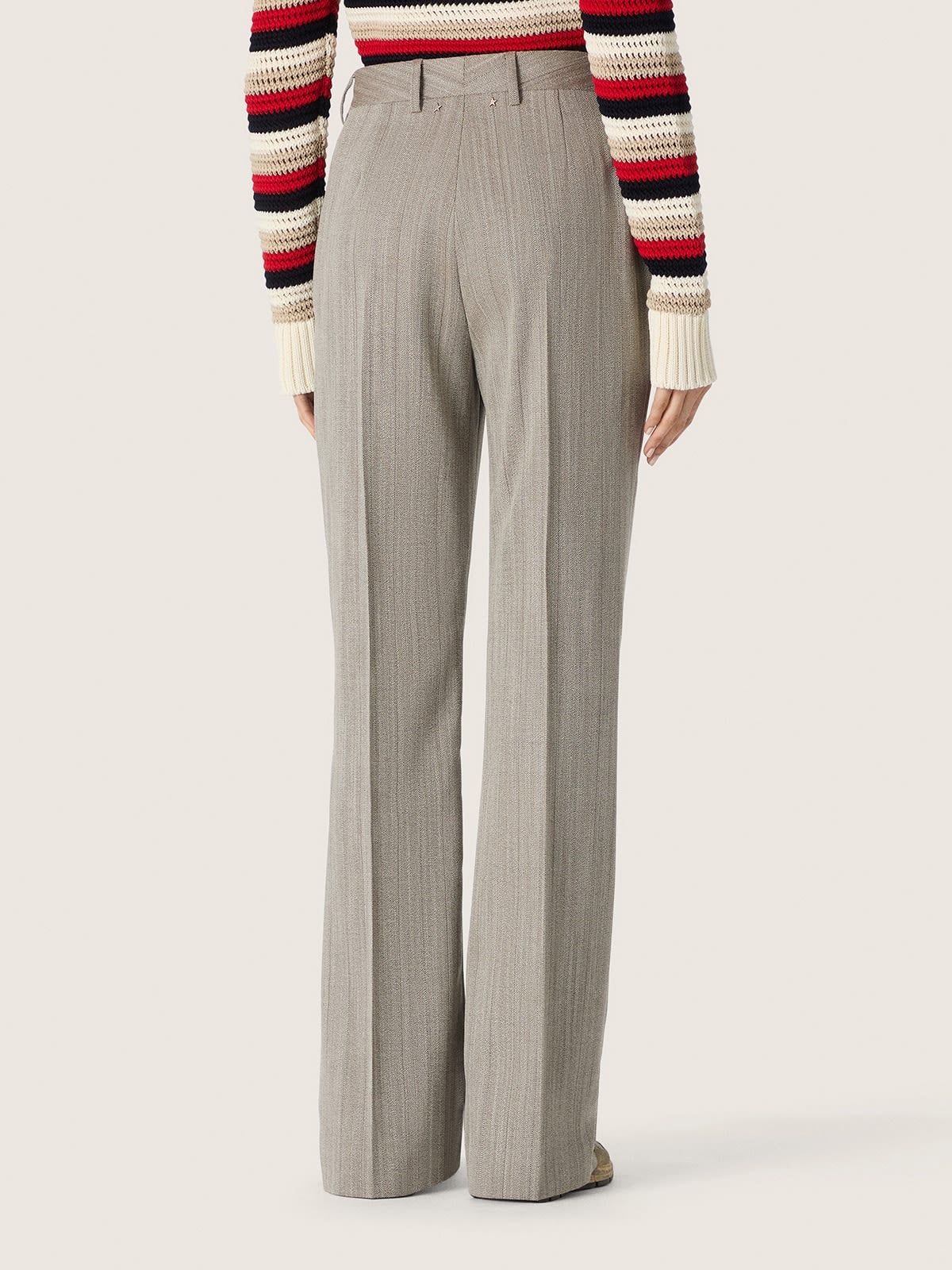 Golden Goose - Women's pants in gray pinstripe wool blend in 
